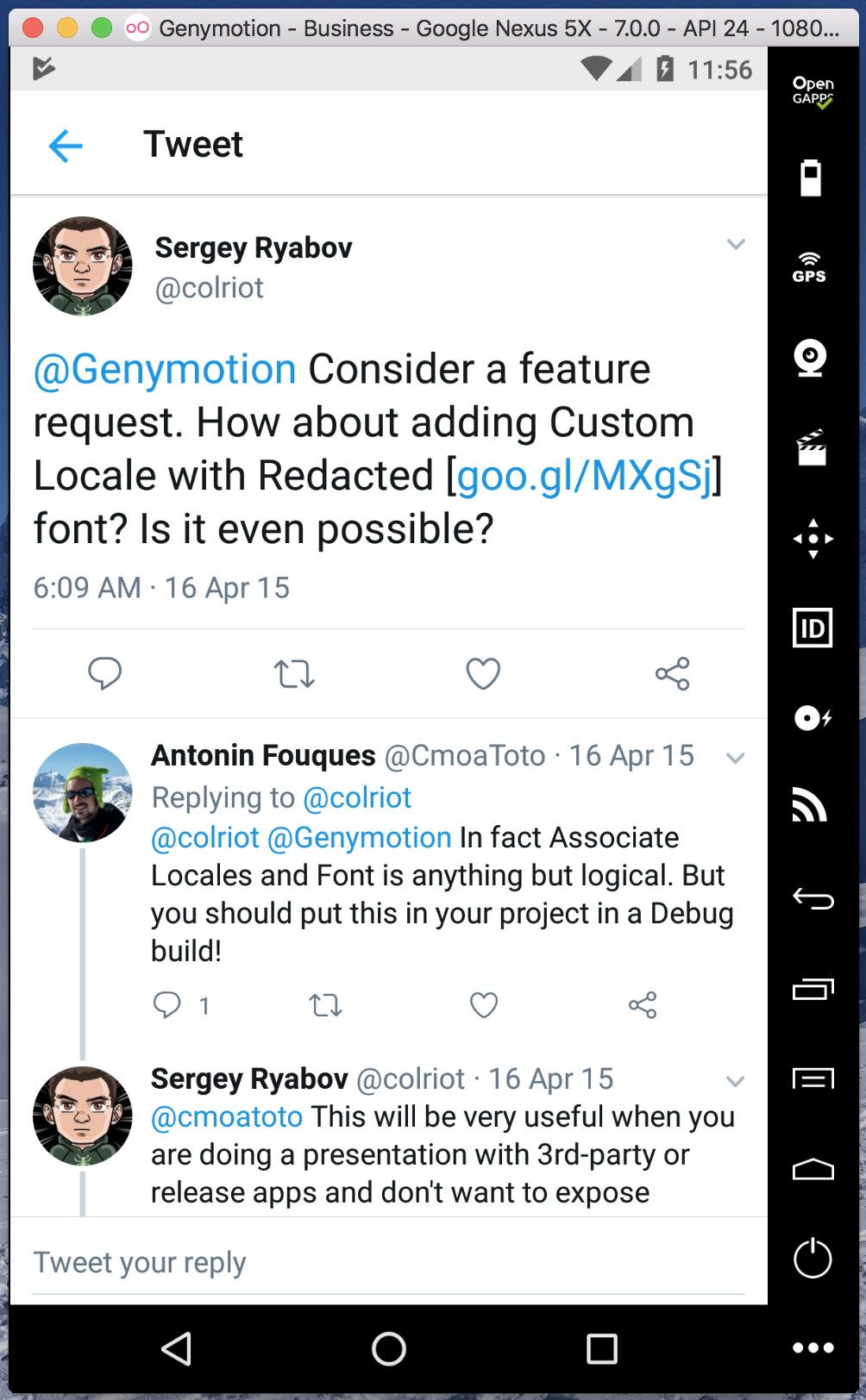 Twitter in Genymotion without modification